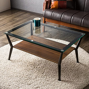 システムK センターテーブル ガラステーブル 幅80cm ローテーブル 強化ガラス ダークブラウン ダークブラウン(テーブル) 1)センターテーブル